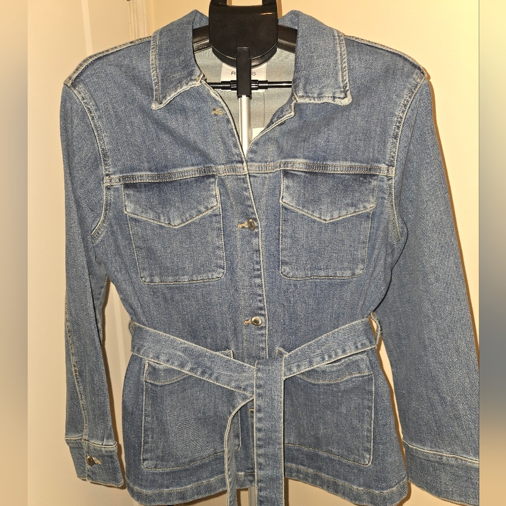 Ricki's Blue Jean Denim Belted Jacket Women's Size Medium